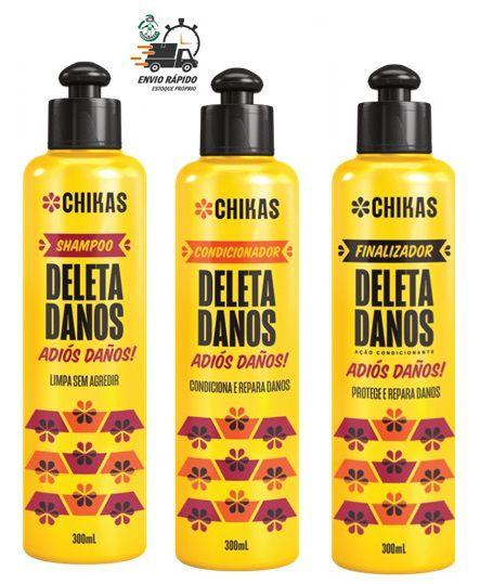 Kit Deleta Danos Chikas Shampoo Cond e Finalizador 300ml - Bio Extratus
