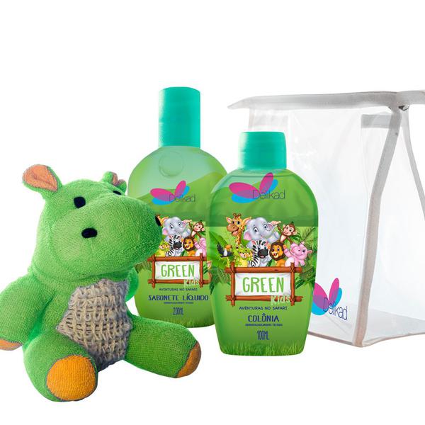 Kit Delikad Kids Safari (Colônia 100 Ml + Shampoo Hyppo Green 200 Ml)