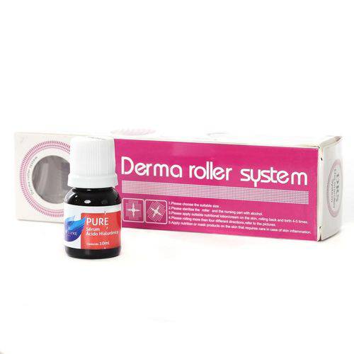 Kit Dermaroller Esfoliador Drs 0,5mm + Serum de Acido Hialurônico 10ML