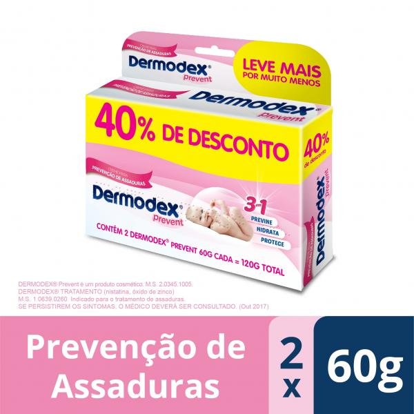 Kit 2 Dermodex Prevent Creme Prevenção de Assaduras 60g