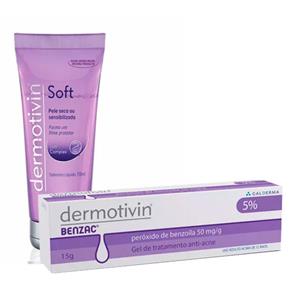 Kit Dermotivin Gel de Tratamento Antiacne Benzac 5% 15g + Sabonete Líquido Soft 70ml