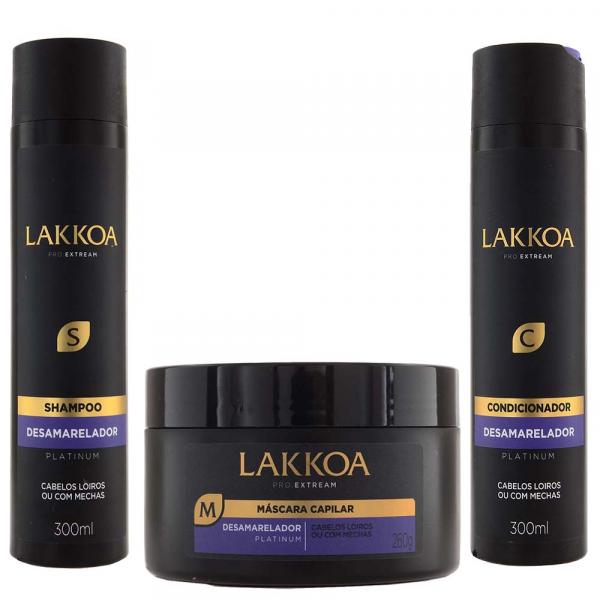 Kit Desamarelador Shampoo Condicionador e Máscara - Lakkoa