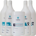Kit Água Oxigenada OX 10, 20, 30 e 40 Volumes 4x900ml + Pó Descolorante 500g Nativa