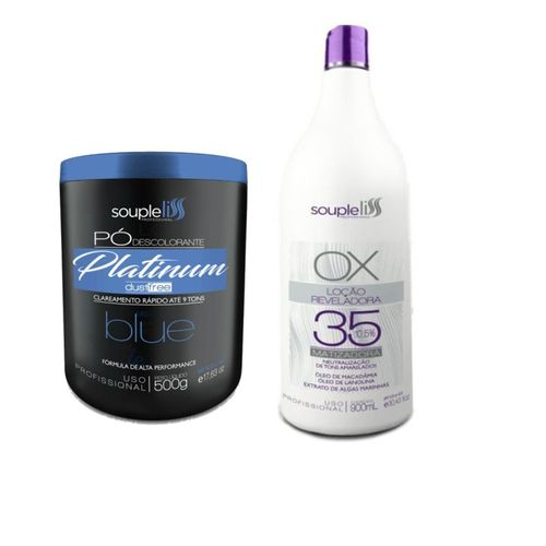 Kit Descolorante Souple Liss - Pó Platinum Blue + Ox 35