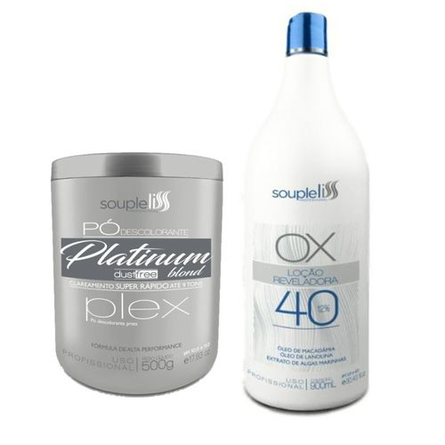 Kit Descolorante Souple Liss - Pó Platinum Plex + Ox 40