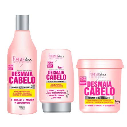 Kit Desmaia Cabelo Forever Liss Shampoo 500ml, Leave-in 150g e Máscara 240g