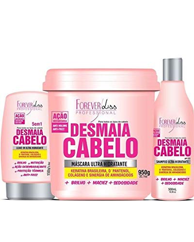 Kit Desmaia Cabelo Forever Liss Shampoo 500ml Leave-in 150g e Máscara 950g