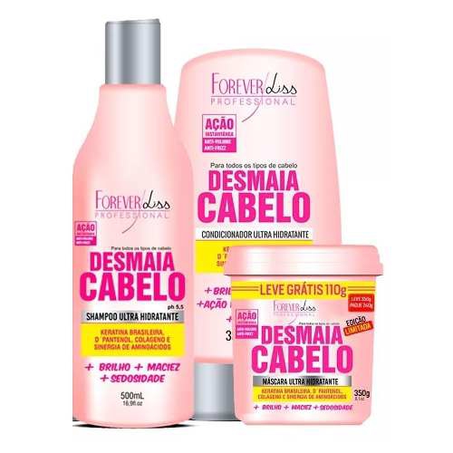 Kit Desmaia Cabelo Máscara 350g + Shampoo + Condicionador - Forever Liss