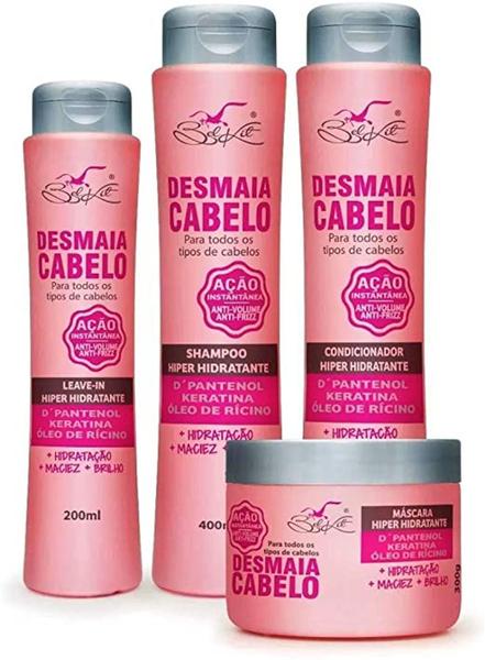 Kit Desmaia Cabelo - Shampoo 400 Ml - Condicionador 400 Ml - Mascara 300 G e Leave-in 200 Ml - Belkit