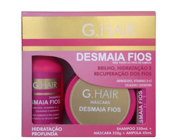 Kit Desmaia Cabelos Ghair - Shampoo Litro 250ml + Mascara 250g + Ampola 45ml