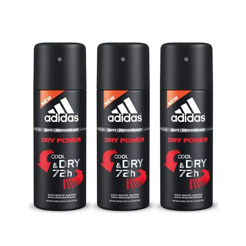 Kit Desodorante Adidas Aerosol Masculino Dry Power 150ml 3 Unidades