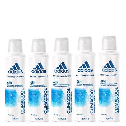Kit Desodorante Adidas Climacool Aerosol Feminino 150ml 5 Unidades