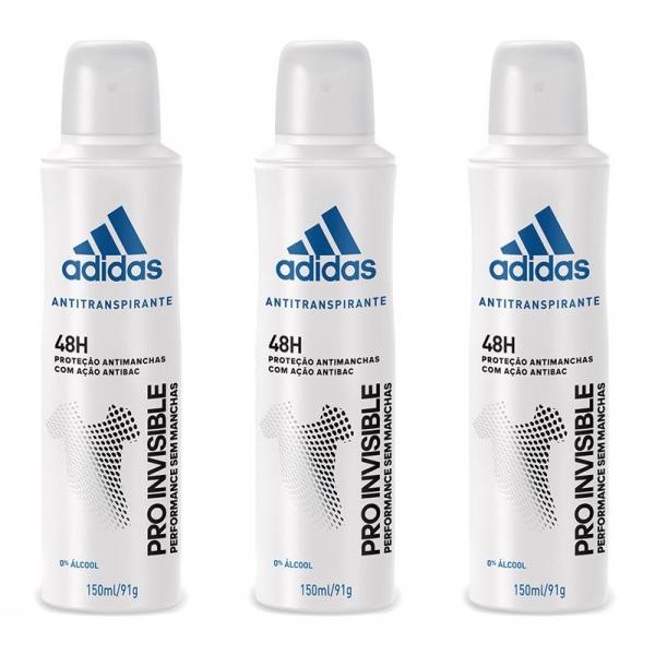 Kit 3 Desodorante Aero Adidas Masc Invisible 150ml