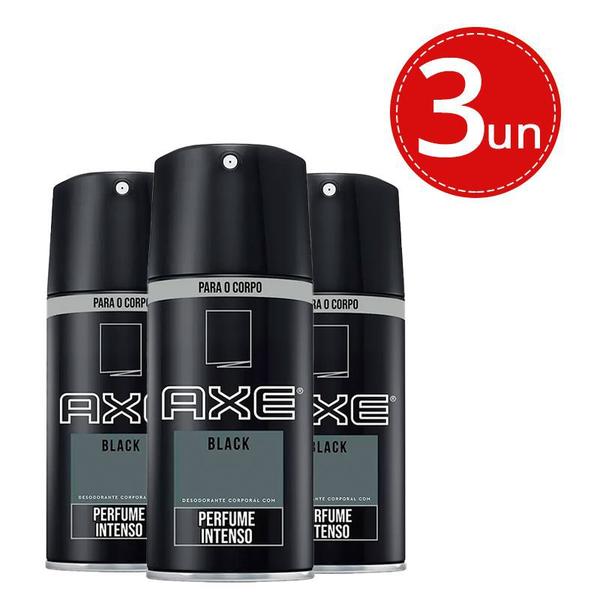 Kit Desodorante Aerosol Axe Body Spray Black 90g - 3 Unidades