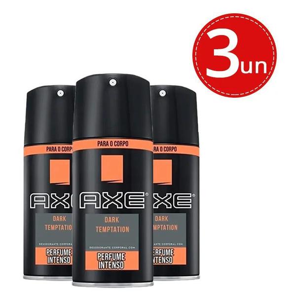 Kit Desodorante Aerosol Axe Body Spray Dark Tempatation - 3 Unidades