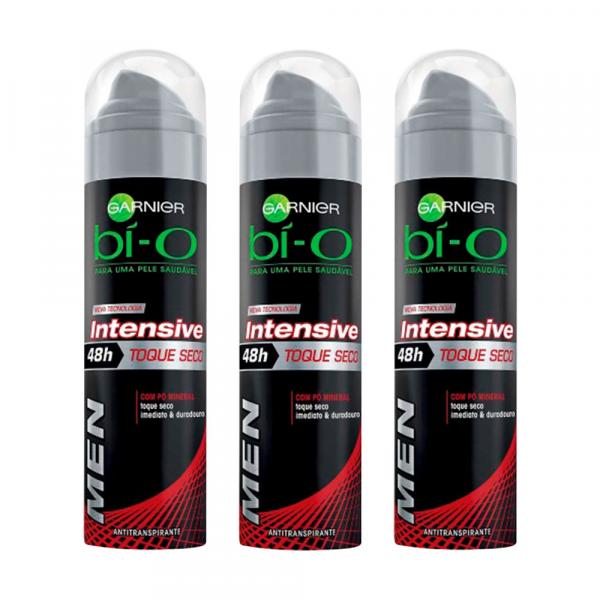 Kit Desodorante Aerosol Bi-o Intensive Toque Seco Masculino 150ml 3 Unidades