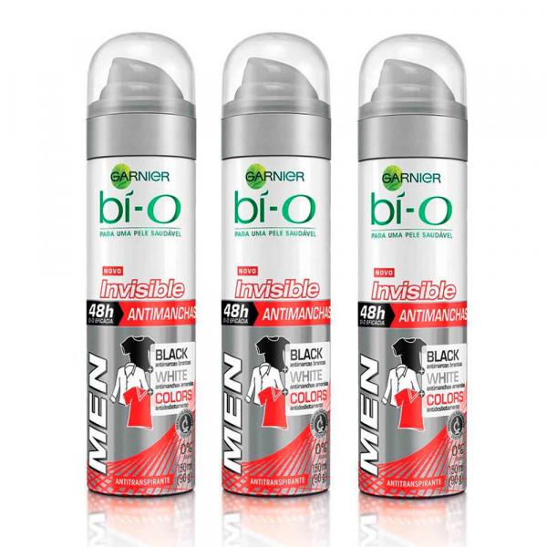 Kit Desodorante Aerosol Bi-o Invisible Antimanchas Masculino 150ml 3 Unidades