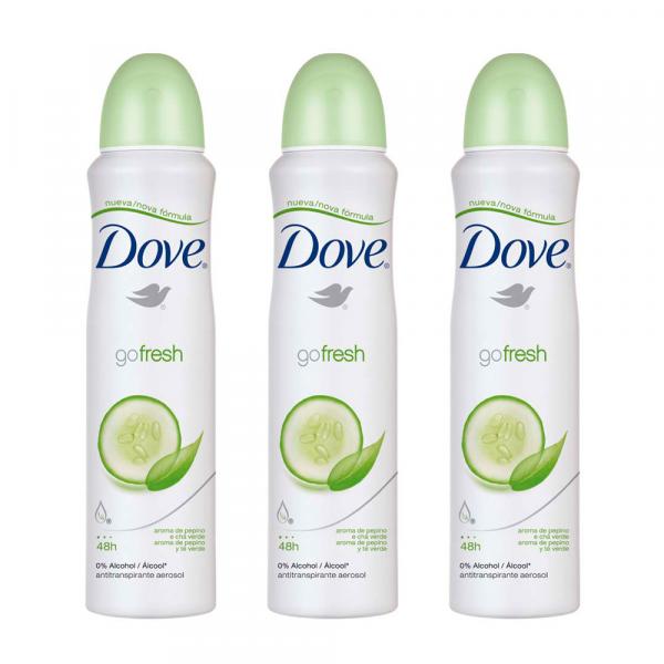 Kit Desodorante Aerosol Dove Go Fresh Feminino 100g 3 Unidades
