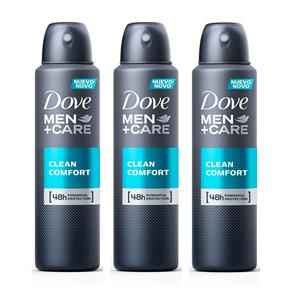 Kit Desodorante Aerosol Dove Men Care Clean Comfort Masculino 89g 3 Unidades