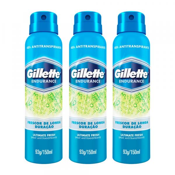 Kit Desodorante Aerosol Gillette Ultimate Fresh 150ml 3 Unidades