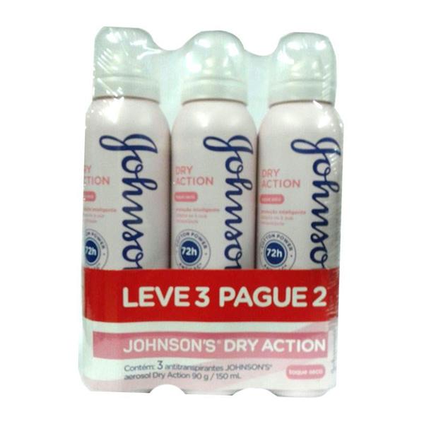 Kit Desodorante Aerosol Johnsons Dry Action 150ml Leve 3 Pague 2 - Johnsons