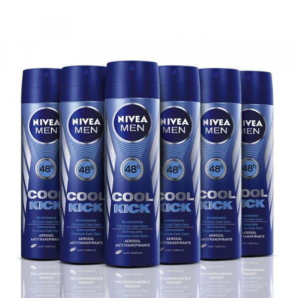 Kit Desodorante Aerosol Nivea Aqua Cool Masculino 90ml 6 Unidades