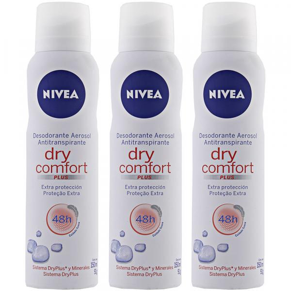 Kit Desodorante Aerosol Nivea Dry Comfort 90g 3 Unidades - Nivea