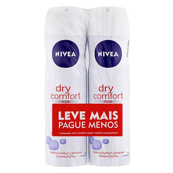 Kit Desodorante Aerosol Nivea Dry Comfort Feminino 150ml - 2 Unidades - Nívea
