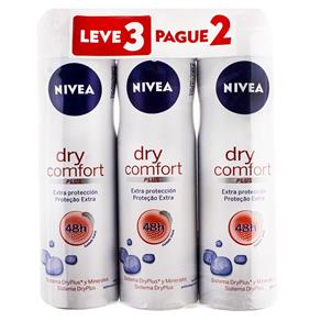 Kit Desodorante Aerosol Nivea Dry Comfort Feminino Leve 3 Pague 2