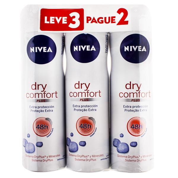 Kit Desodorante Aerosol Nivea Dry Comfort Feminino 3 Unidades - Nivea Deo