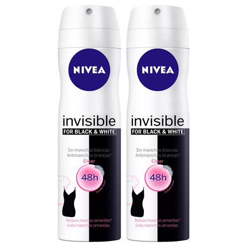 Kit Desodorante Aerosol Nivea Invisible Black & White Feminino 150g 2 Unidades