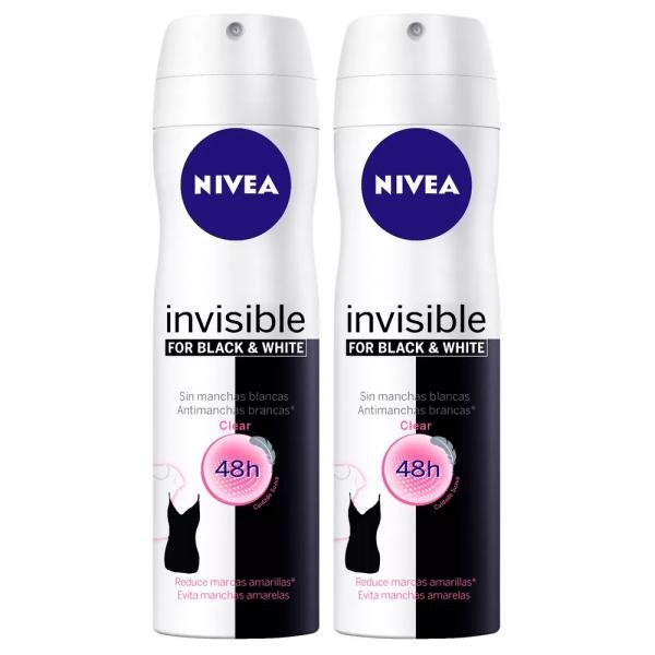 Kit Desodorante Aerosol Nivea Invisible Black White Feminino 150g 2 Unidades