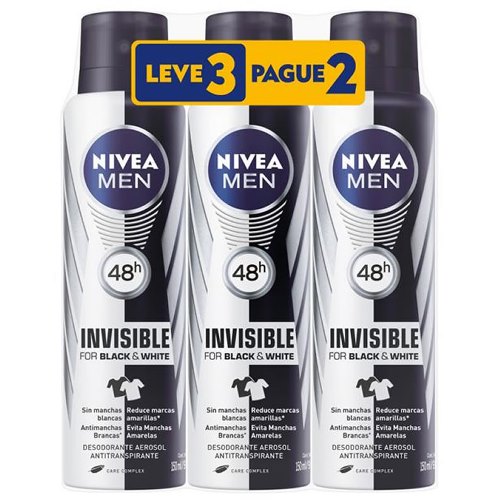 Kit Desodorante Aerosol Nivea Invisible Masculino 3 Unidades - Nivea Deo