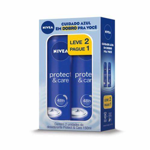 Kit Desodorante Aerosol Nivea Protect Care 150ml Leve 2 Pague 1