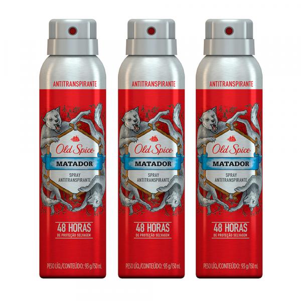 Kit Desodorante Aerosol Old Spice Antitranspirante Matador 93g 3 Unidades