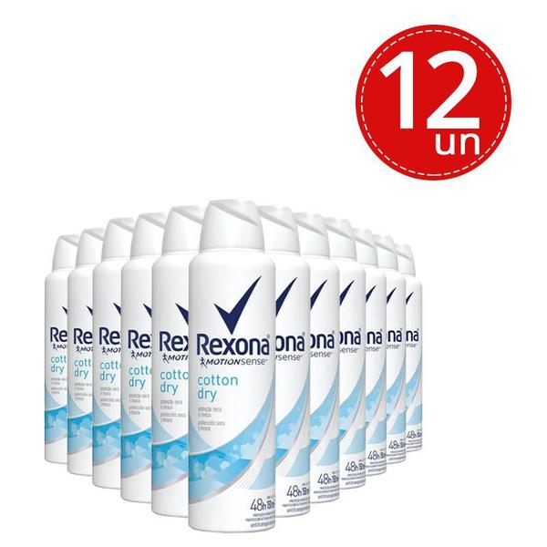 Kit Desodorante Aerosol Rexona Cotton Dry 150ml/90g - 12 Unidades