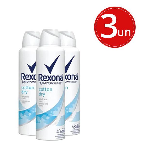 Kit Desodorante Aerosol Rexona Cotton Dry 150ml/90g - 3 Unidades