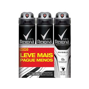 Kit Desodorante Aerosol Rexona Invisible Masculino 90g 3 Unidades