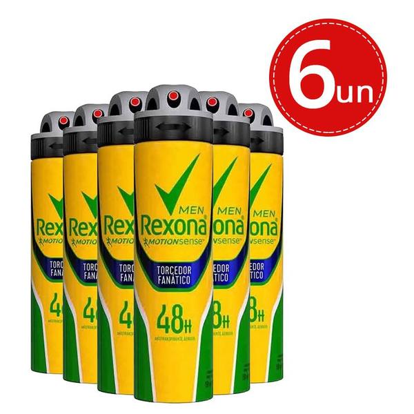 Kit Desodorante Aerosol Rexona Men Torcedor Fanático 150ml - 6 Unidades
