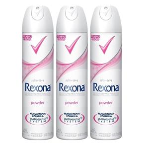 Kit Desodorante Aerosol Rexona Powder Feminino 105ml 3 Unidades