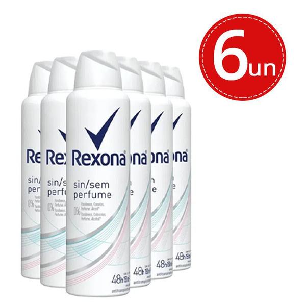 Kit Desodorante Aerosol Rexona Sem Perfume 150ml/90g - 6 Unidades