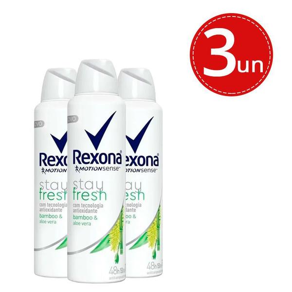 Kit Desodorante Aerosol Rexona Stay Fresh Bamboo e Aloe Vera 150ml/90g - 3 Unidades