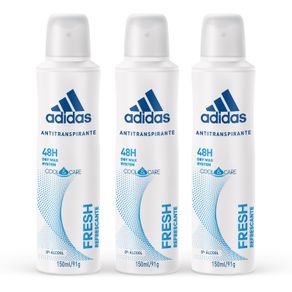 Kit Desodorante Aerossol Adidas Feminino Cool & Care Fresh com 3 Unidades