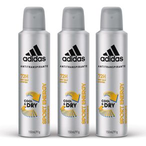 Kit Desodorante Aerossol Adidas Masculino Cool & Care Sport Energy com 3 Unidades