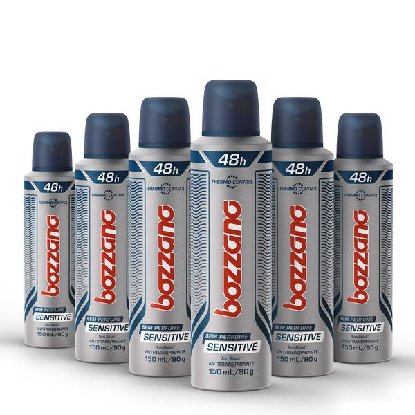 Kit Desodorante Aerossol Bozzano Sensitive com 90g com 6 Unidades