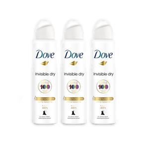 Kit Desodorante Aerossol Dove Antitranspirante Invisible Dry 150ml com 3 Unidades