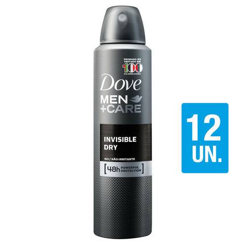 Kit Desodorante Aerossol Dove Men Invisible Dry 150ml com 12un