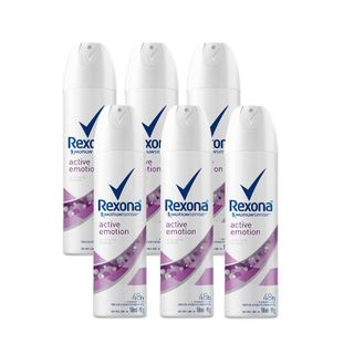 Kit Desodorante Aerossol Rexona Active Emotion 150ml 6 Unidades