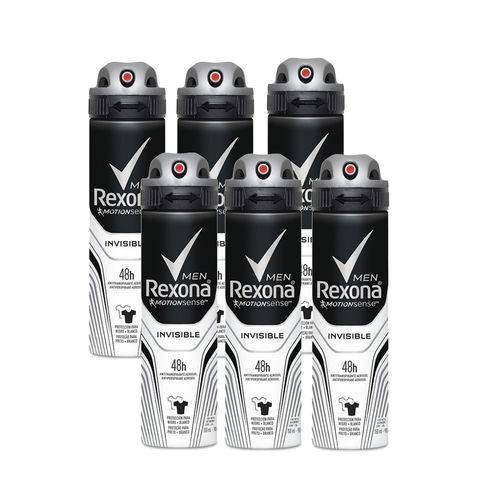 Kit Desodorante Aerossol Rexona Men Invisible 150ml 6 Uni