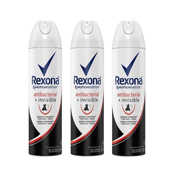 Kit Desodorante Antitranspir Aerossol Rexona Women Antibacteriano Invisible 150ml 3UN Leve + por -